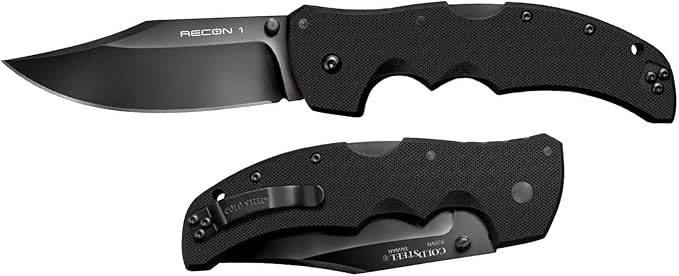 Cold Steel Recon 1 4" S35VN Razor-Sharp Blade 5.375" G-10 Handle Tactical Folding Knife w/Tri-Ad Lock, Ambidextrous Pocket/Belt Clip