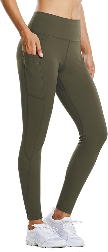 baleaf Women's Fleece Lined Leggings Water Resistant Thermal Winter Warm Tights High Waisted with Pockets Running Gear