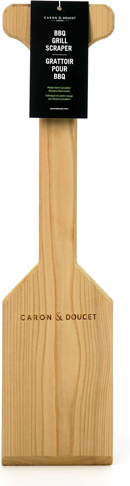 CARON & DOUCET Natural Wood BBQ Grill Scraper – Western Red Cedar, Wire Bristle Free, Safe Grill Cleaner Tool for Gas & Charcoal Grates (18 Inch BBQ Scraper)