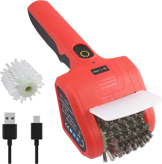 TOOLSPACE 2 in 1 Cordless Electric Grill Brush, Safe & Efficient Cleaning Scrub Brush with 2PCS 360° Rotating Cleaner Brush Heads, Electric Scrub Brushes for BBQ Grill Bathroom and Kitchen