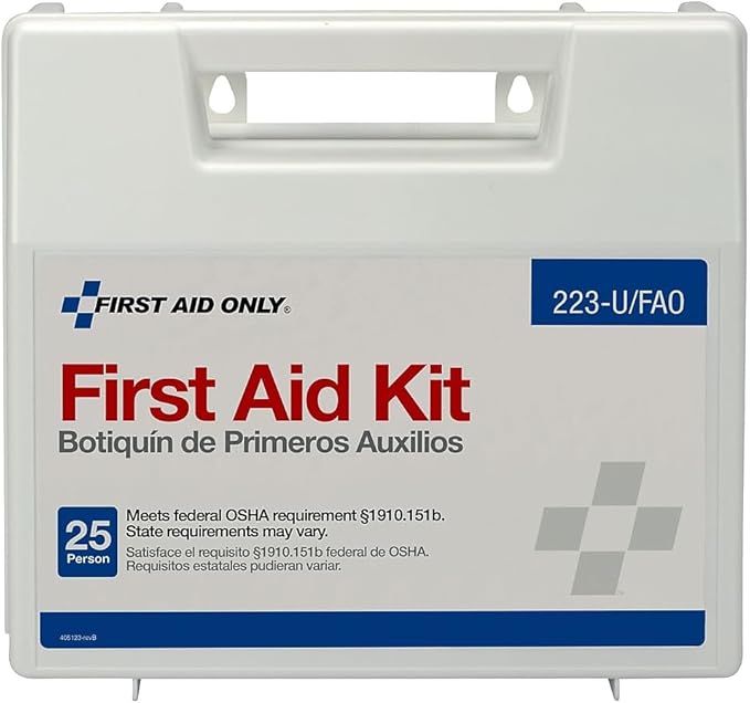 First Aid Only 223-U OSHA-Compliant First Aid Kit, All-Purpose 25-Person Emergency First Aid Kit for Business, Worksite, Home, and Vehicle, 106 Pieces