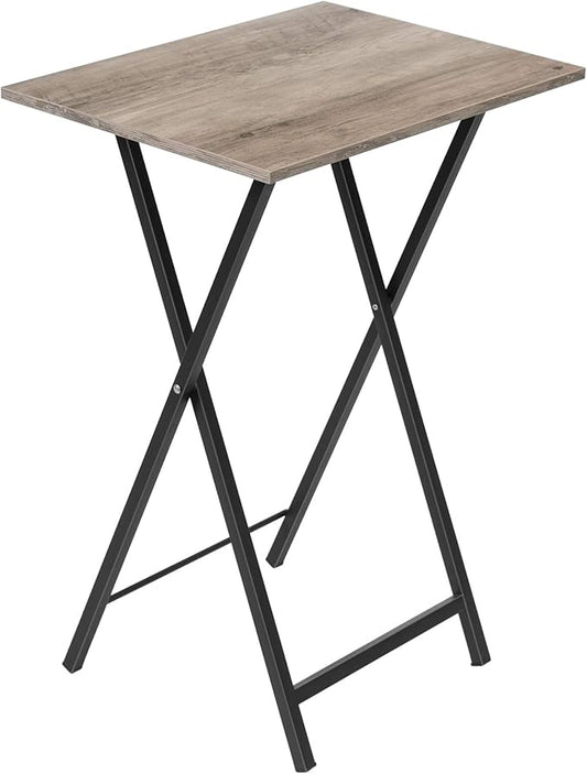 HOOBRO Folding TV Table, TV Tray, Stable Snack Table for Small Space, Portable Sofaside Desk, Easy Assembly and Storage, Ideal for Snacks and Meals in Living Room, Greige and Black BG15BZ01
