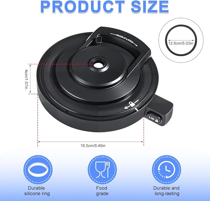 NC 501 Outer Bowl Lid with Leak-Proof Seal, Ninja Creami Blender Lid Replacement, Compatible with Ninja Creami Deluxe Ice Cream Maker NC500/NC501 Series Accessories (No Paddle)