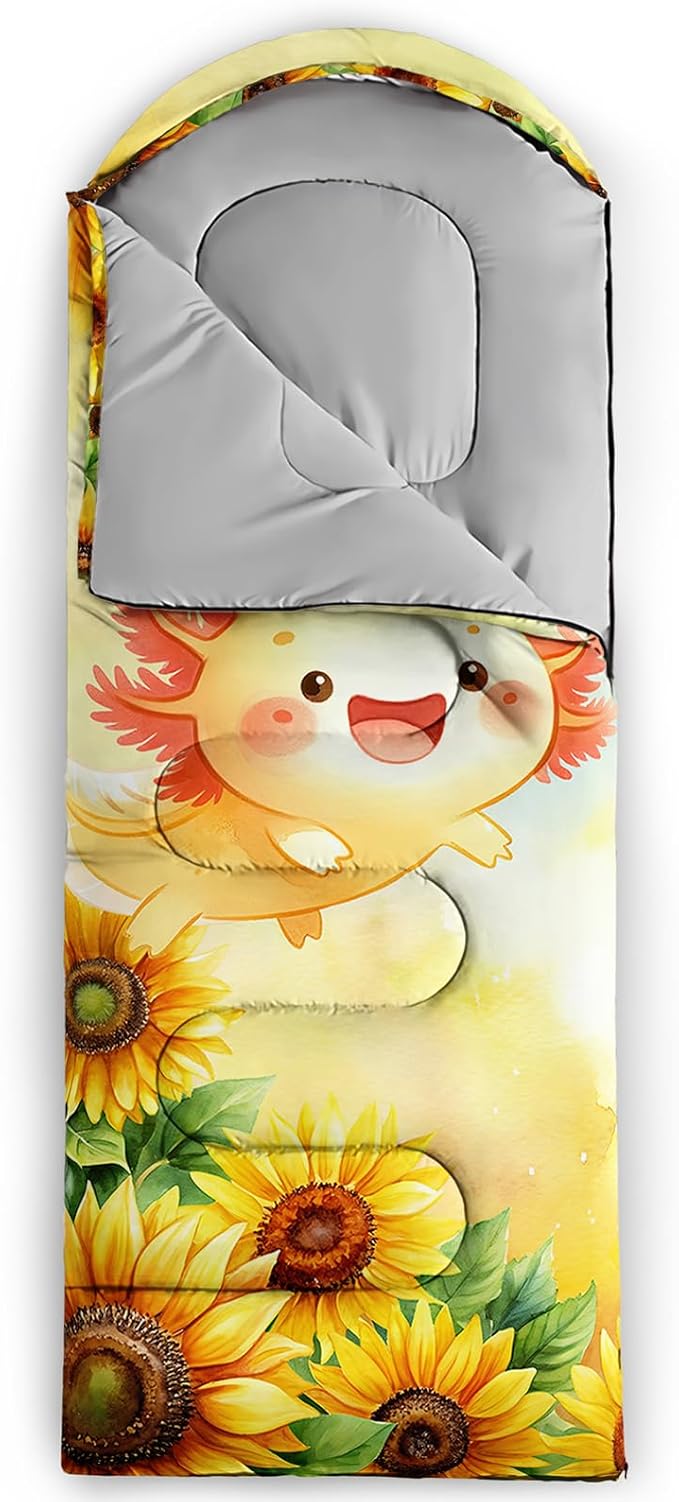 AILONEN Girls Pink Camping Sleeping Bags,Lightweight & Waterproof,3 Season Warm & Cool Weather,Cute Bow Duck Print Sleeping Bags for Kids,Girls,Adults Travelling,Outdoors