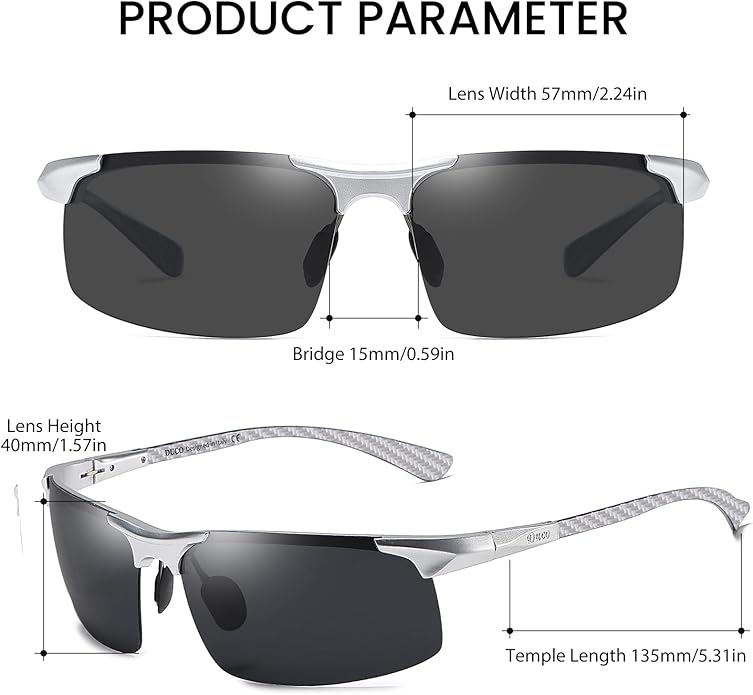DUCO Mens Sunglasses Polarized Sports Fishing Running Driving Carbon Fiber Sunglasses for Men UV400 Protection DC8277