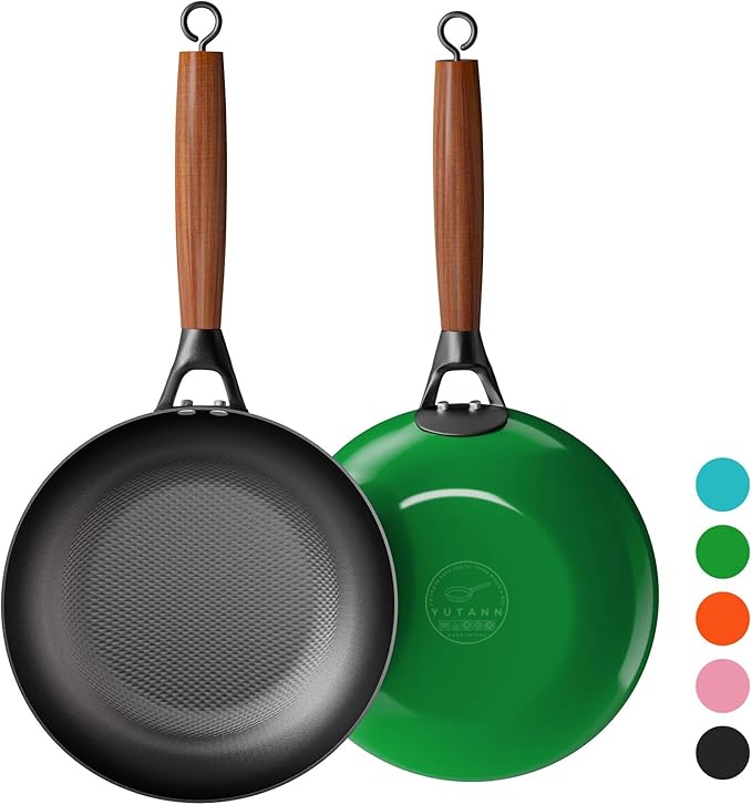 YUTANN Pre-Seasoned Cast Iron Skillet 8 Inch,Diamond-Textured Interior for Crispy, Oil-Saving Cooking,Ideal for Eggs, Steak, and More,Non-Toxic & Easy Clean