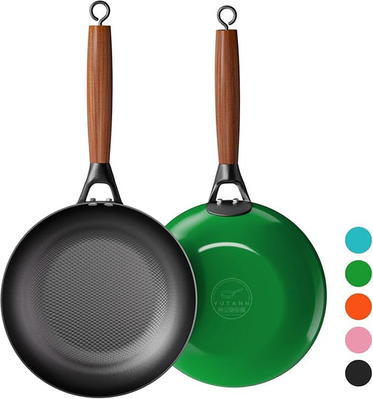 YUTANN Pre-Seasoned Cast Iron Skillet 8 Inch,Diamond-Textured Interior for Crispy, Oil-Saving Cooking,Ideal for Eggs, Steak, and More,Non-Toxic & Easy Clean