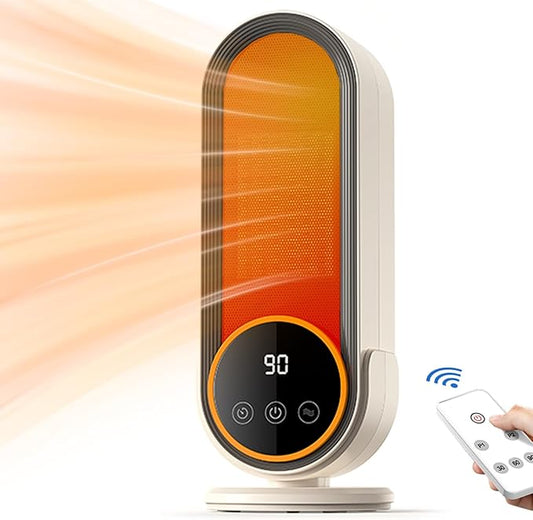 Space Heater Indoor - Energy Efficient Portable Heater with Adjustable Thermostat,1200W PTC Rapid Heating Ceramic Technology with Remote,Intelligent Timing, Ideal for Home and Office Use (NEW E68S)