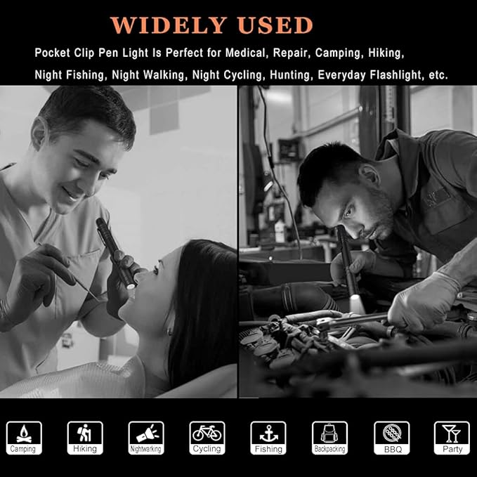 LED Pen Light, Zoomable Penlight with 2*AAA, 270 Lumens Pocket Size Clip Pen Flashlight for Nurse, Medical, Inspection, Repair, Engineer, Doctor