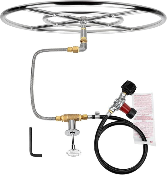 Stanbroil LP Propane Gas Fire Pit Stainless Steel Burner Ring Installation Kit, 24-inch