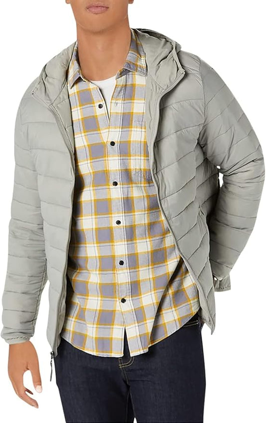 Amazon Essentials Men's Lightweight Water-Resistant Packable Hooded Puffer Jacket
