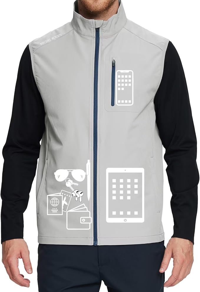 Rouen Mens Vests Outerwear Performance Lightweight Sleeveless Jacket Windproof Softshell Vests Sports Golf Vest for Men