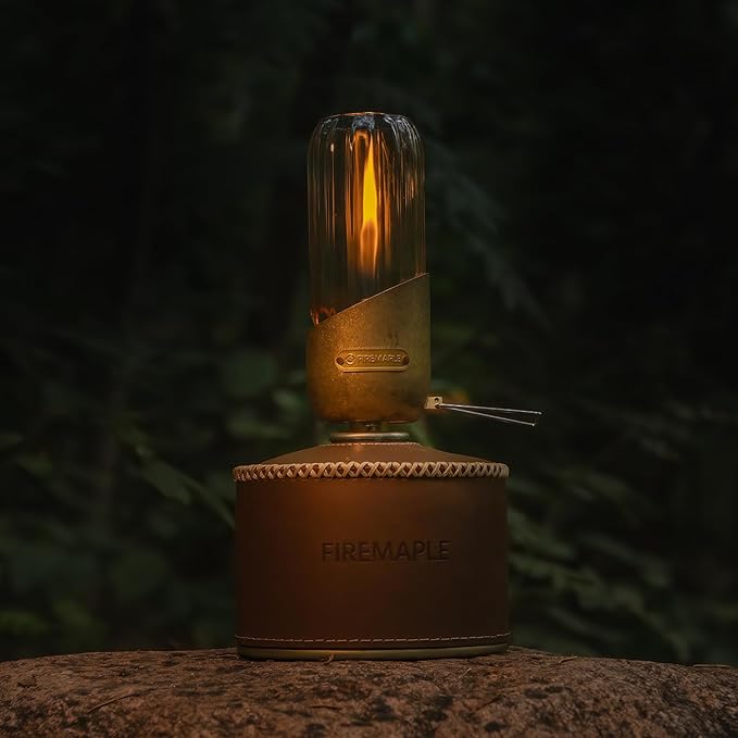 Fire-Maple Orange Camping Lantern Glass, Steel & Aluminum | Propane or Isobutane Fuel Canister Beautiful Lights | NO Mantles Needed | Propane Lanterns for Camping, Emergency Essential