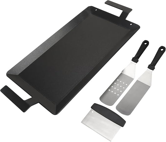 Carbon Steel Griddle for Stove Top Gas Grill, 24'' x 10'' Carbon Steel Flat Top Griddle for Induction Cooktop, Professional Cooking Griddle Pan for Made In Cookware