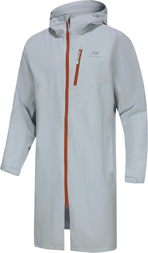Rain Jacket Men,Waterproof Breathable Long Raincoat with Hood Mesh Lining,Windbreaker for outdoor activities