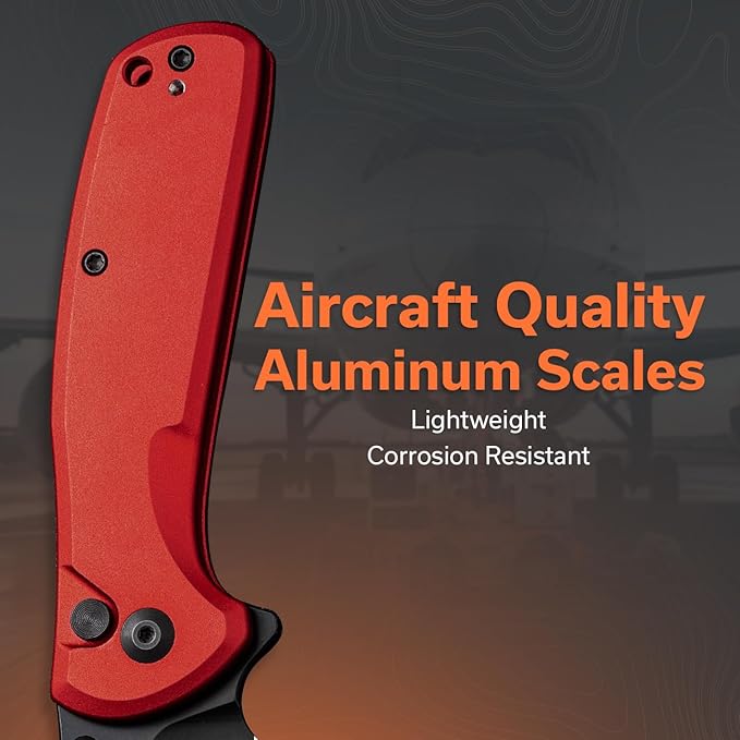 SENCUT ArcBlast Button Lock Knife for EDC, Folding Pocket knife with Aircraft-grade Aluminum Handle and 2.98" 9Cr18MoV Blade, Outdoor Gift for Men and Women S22043B-4 (Red)