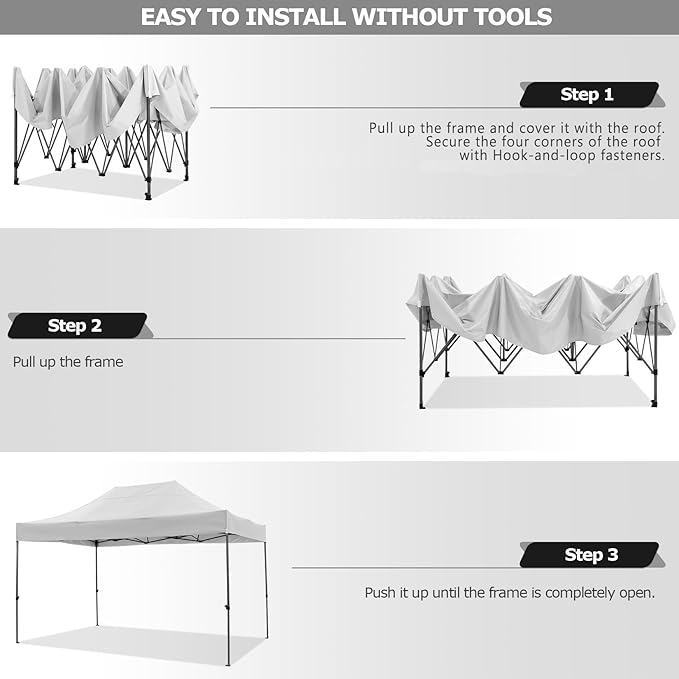 COBIZI 10x15 Pop Up Canopy with 4 Sidewall,Heavy Duty Canopy UPF 50+ All Season Wind Waterproof Commercial Outdoor Wedding Party Tents for Parties Gazebo with Carry Bag(10 x 15 ft White)