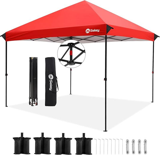 Sekey 10x10 Pop Up Canopy with One Push Setup-Easy Up Canopy with 99% UV Blocking - Instant Outdoor Sun Shade for Events, Parties, Camping- Commercial Gazebo with Weight Bags,Wind Proof&Waterproof