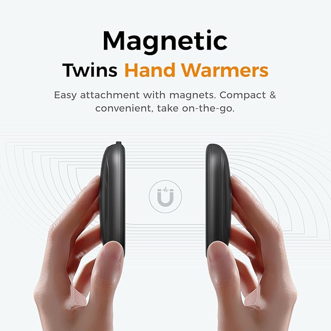 OCOOPA Magnetic Hand Warmers Rechargeable 2 Pack, AI Electric Handwarmers, Fast Heating, 3-Settings, UL Certified, Portable Heater, Gloves Fitting, Travel Essentials, Gifts Women Men, UT3 Lite