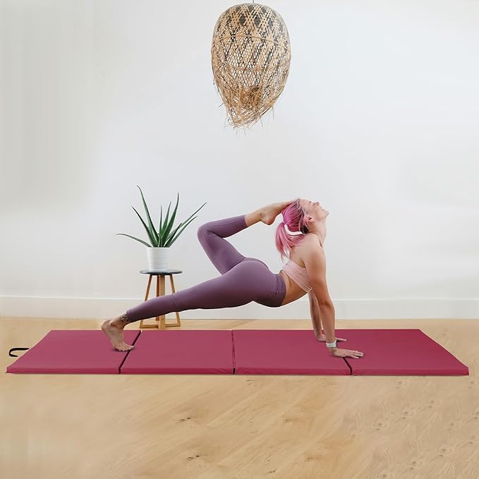 Gymnastics Mats Foldable Tumbling Mats Portable Gymnastics Exercise Mat 2'x6'/2.5'x6.4'/4'x6'/4'x8'/4'x10'/ Gymnastics Tumbling Mats Pad Home Exercise Panel Mat With Carrying Handles