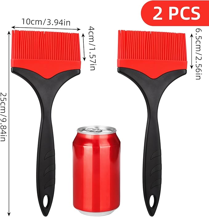 Large Silicone Basting Pastry Brush, 2pcs 3.94''Extra Wide Basting Pastry Brushes for Cooking Red Oil Bolosy Heat Resistant Brush for Spread BBQ Baking Grilling Dishwasher Kitchen Bread Cookie