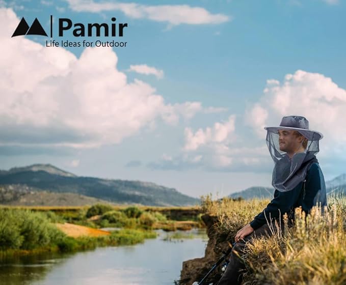 Mosquito Head Net Hat Sun Safari Hats with Hidden Net Mesh Mask for Fishing Hiking Camping Climbing