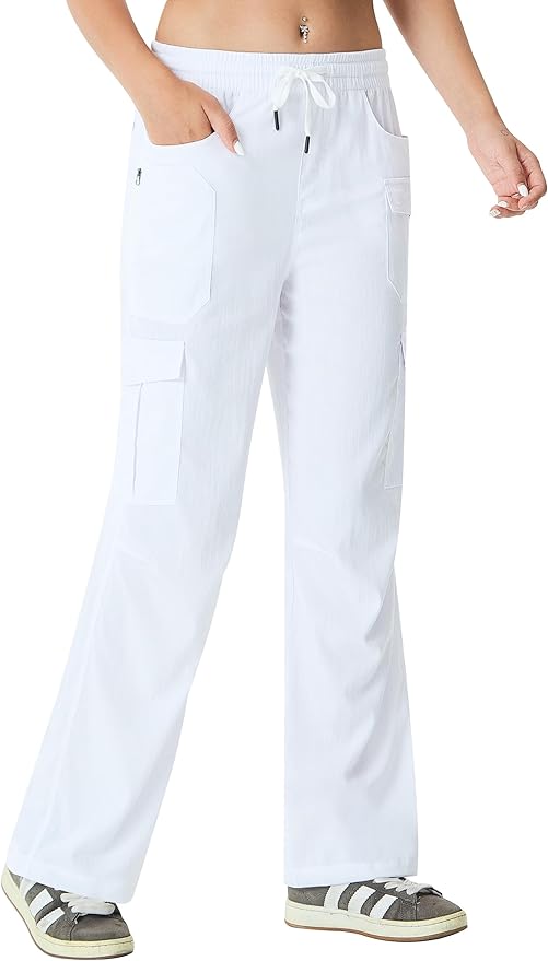 Women's Cargo Hiking Pants Lightweight Casual Quick Dry Straight Leg Camping Travel Pant for Work Golf with Multi-Pocket