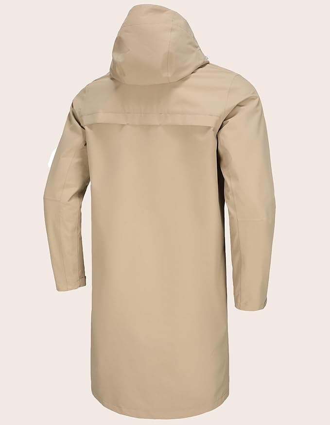 Rain Jacket Men,Waterproof Breathable Long Raincoat with Hood Mesh Lining,Windbreaker for outdoor activities