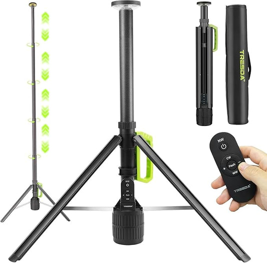 Rechargeable Telescopic Camping Light, 3000LM LED Work Lights on Stand, 8.4 FT Hight Light Ranger 80 FT Portable Outdoor Light, Quick Setup Tripod Light for Outdoor, Jobsite, Emergency