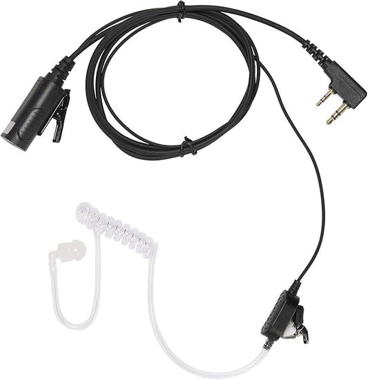 Earpiece Surveillance Kit Compatible with BaoFeng, BTECH, Kenwood Walkie Talkie with PTT Mic Headset Accessories (Acoustic Tube)