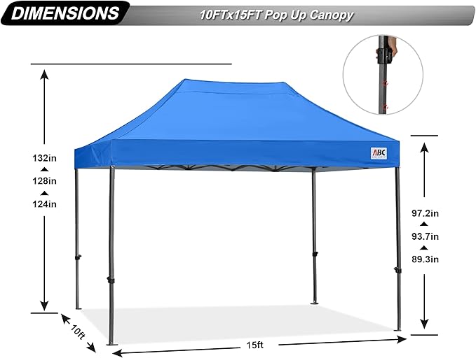 ABCCANOPY Patio Pop Up Canopy Tent 10x15 Commercial-Series (Blue)