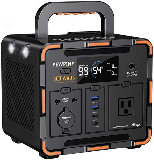 300W Solar Generator, 259Wh Portable Power Station EM300, 70,000mAh LiFePO4 Battery with 65W USB-C PD&Pure Sine Wave AC, Solar Charging for Camping,Home Backup,Emergency Power(SOS Light & LCD Display)