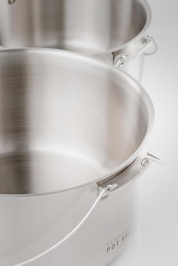GSI Outdoors Glacier Stainless Troop Cookset, Compact Pan & Pot Camping Set, for Travel and Outdoors (8-10 People)