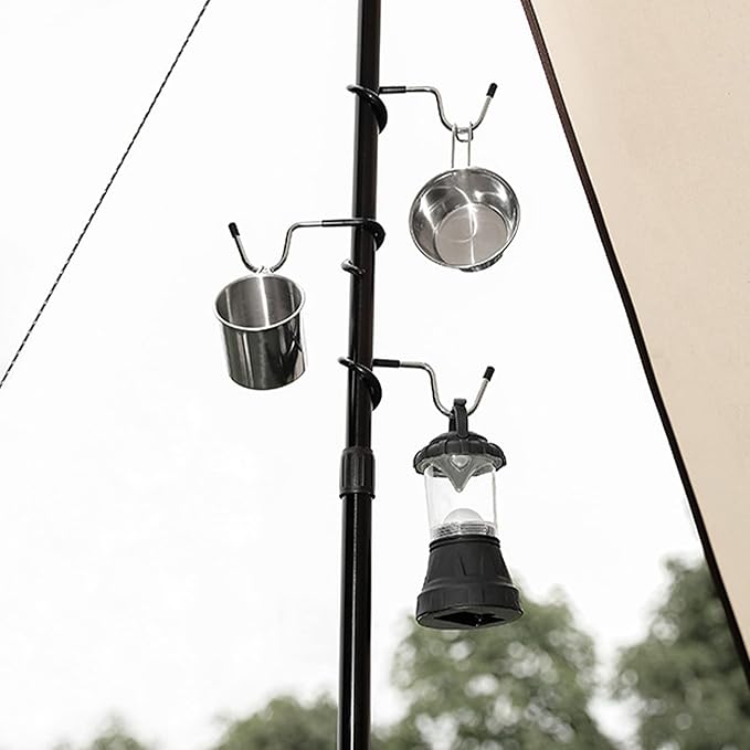 4PCs Garage Shelving Storage and Outdoor Camping Lantern Hooks, Non-Slip Bird Feeder and Kitchen Shelving Pole Hooks