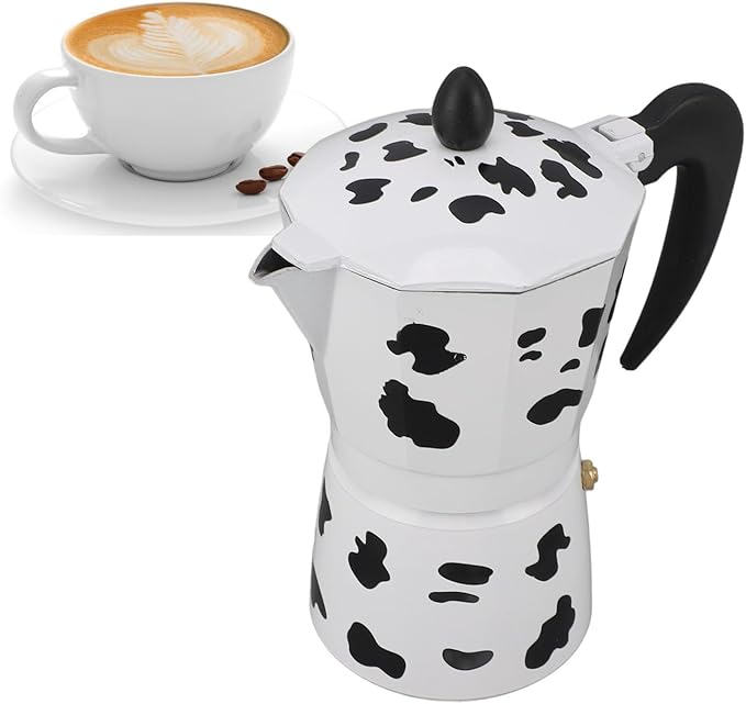 Coffee Pot,Coffee Pot Household Hand Pour Kettle Concentrated Milk Cow Color with Italy Aluminium for Kettle Boil for Home Cafe Outdoor Activities Camping Travel (6 Cups 300ML)