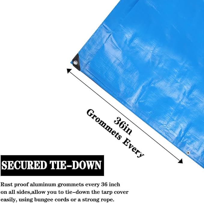 TEZONG Tarps Heavy Duty Waterproof 6x10ft,Blue Plastic Tarps Large Multipurpose Outdoor Tarp Cover Thick Poly Tarpaulin 16MIL for Emergency Rain or Sun, Roof, Patio Furniture, Firewood, Canopy