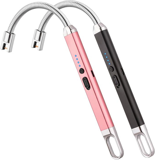 2Pack Electric Candle Lighter, Birthday Christmas Stocking Stuffers Gifts for Women Mom Men Wife Sister, USB Arc Rechargeable Windproof Long Lighter for Candle BBQ Housewarming Gift Idals
