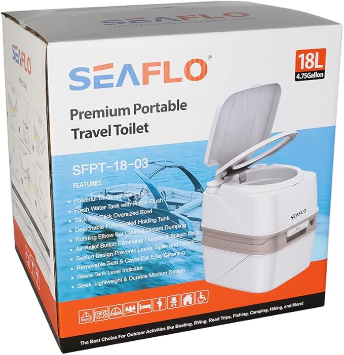 SEAFLO 4.8 Gallon (18L) Premium Portable Travel Toilet