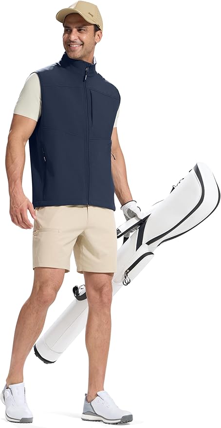 FREE SOLDIER Men's Lightweight Golf Vest Outerwear Windproof Sleeveless Softshell Jacket Running Vest