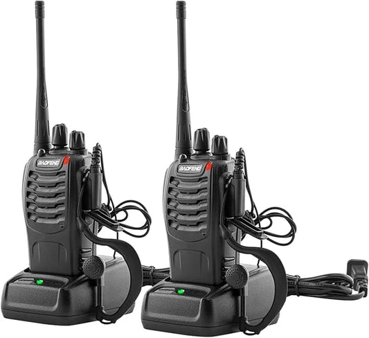Walkie Talkies Baofeng 888S Radio Rechargeable Walkie-Talkies Long Range with Earpieces for Adults, 2 Way Radios Kids walkie talkies 2 Pack