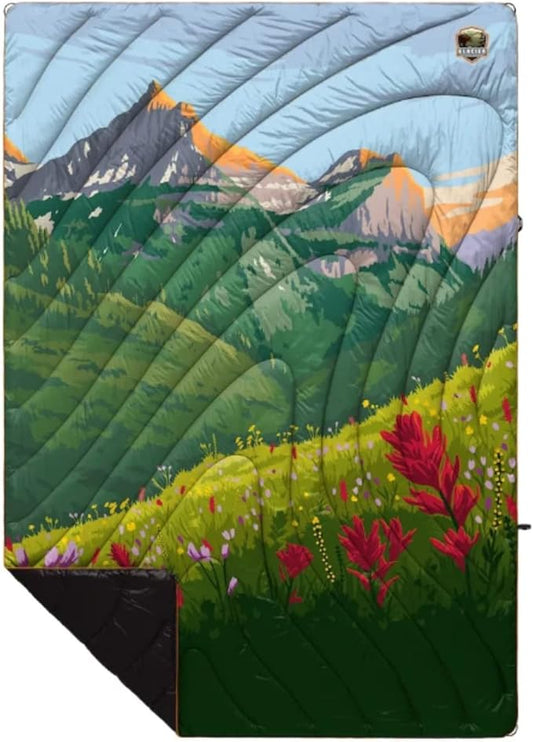 Rumpl Original Puffy Glacier National Park Blanket for Camping and Outdoors, V1, Glacier V1
