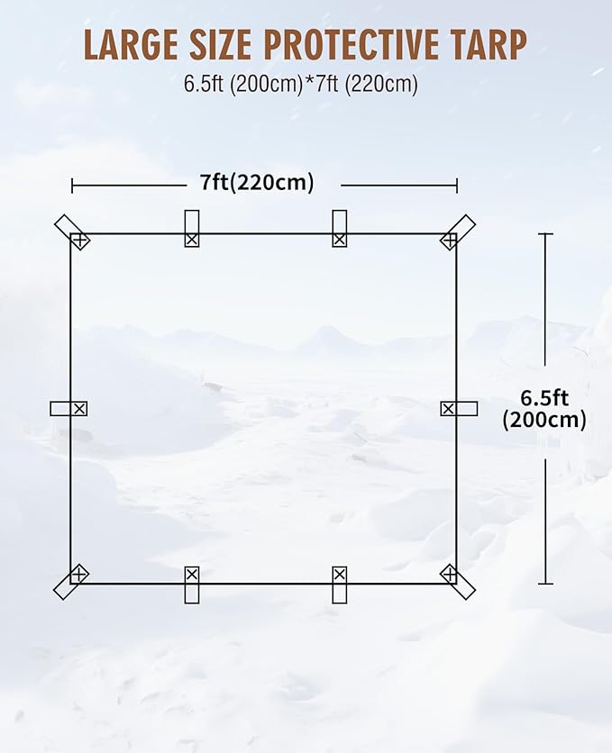 HIRALIY 20 Mil Heavy Duty Waterproof Tarp, 6.5x7ft Black Tarpaulin with Reinforced Webbing Loops, Multipurpose Oxford Canvas Tarp for Firewood, Roof, Camping, Pool