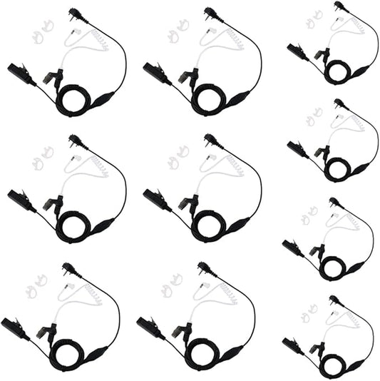Vx-261 Earpiece Headset with Ptt Mic Compatible with Yaesu Vertex Standard VX-230 VX-231 Walkie Talkie 10 Pack Black