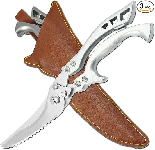 ANDONG Upgrade Heavy Duty Stainless Steel Kitchen Scissors - Professional Poultry Shears for Bone, Meat, Chicken, Fish, Turkey, Vegetables,Spring Loaded Multipurpose Ultra Sharp Utility Scissors