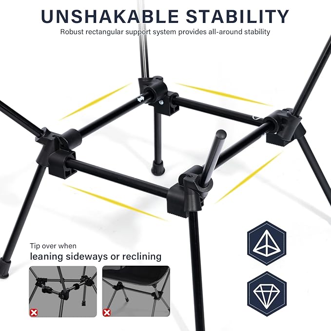 Folding Camping Chairs, Lightweight Backpacking Chair in Compact Design for Camp, Beach, Hiking, Outdoors, Black