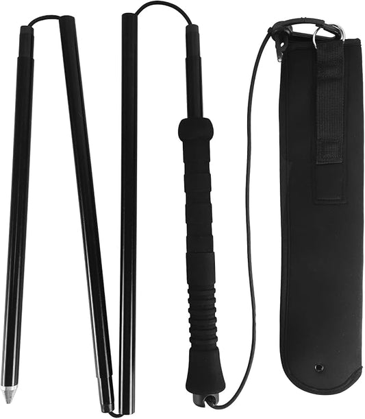 Aventik Fold-able Wading Staff Water Depth Safety Warning Sign Coated Stainless Steel Core T7075 Aluminum Body Corrosion Resistance