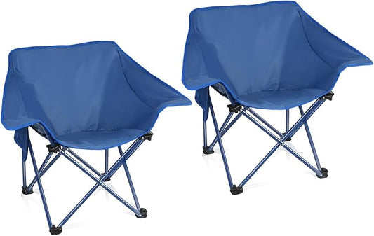 2 Pack Portable Camping Chair Compact Collapsible Outdoor Folding Sports Chairs for Adults Heavy Duty Camp Sporting Events Park Lawn 400 Lbs Blue
