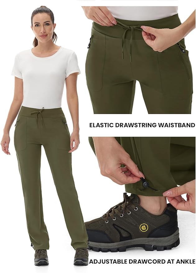 Rdruko Women's Hiking Pants Quick Dry Lightweight Water Resistant Outdoor Pants Athletic Joggers with Zipper Pockets
