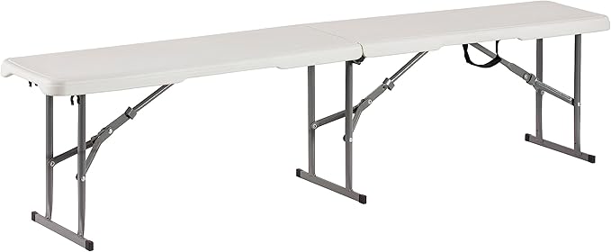 Plastic Folding Bench - Portable Bench Used for Indoor, Outdoor, Picnic, Party, Camping, Dining Seat, Garden Soccer Multipurpose Entertaining Activities, White (1, White, 6 Feet)