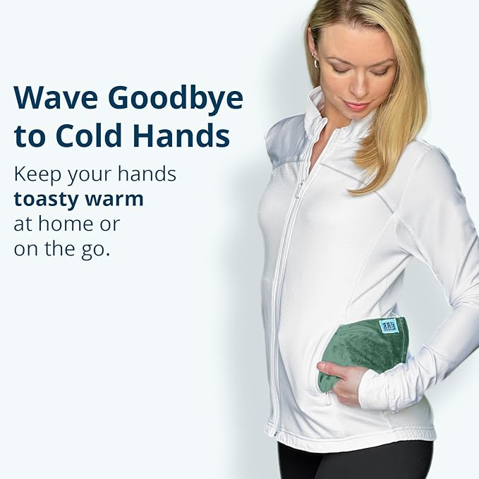 Mini - Microwavable Heating Pad & Reusable Cold Pack - Weighted Heating Pad for Cold Hands, Sore Neck, Achy Wrists - 4” x 8” - 1 lb (Jade Green)